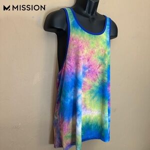 Mission Rainbow Tie Dye Tank Top XL Gently worn Cotton blend no fabric tag